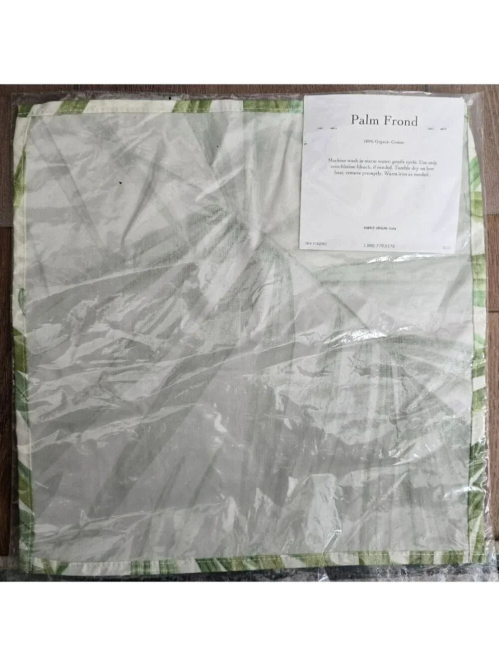 Pottery Barn Table Square Placement Palm Frond Organic Cotton Decor DH933